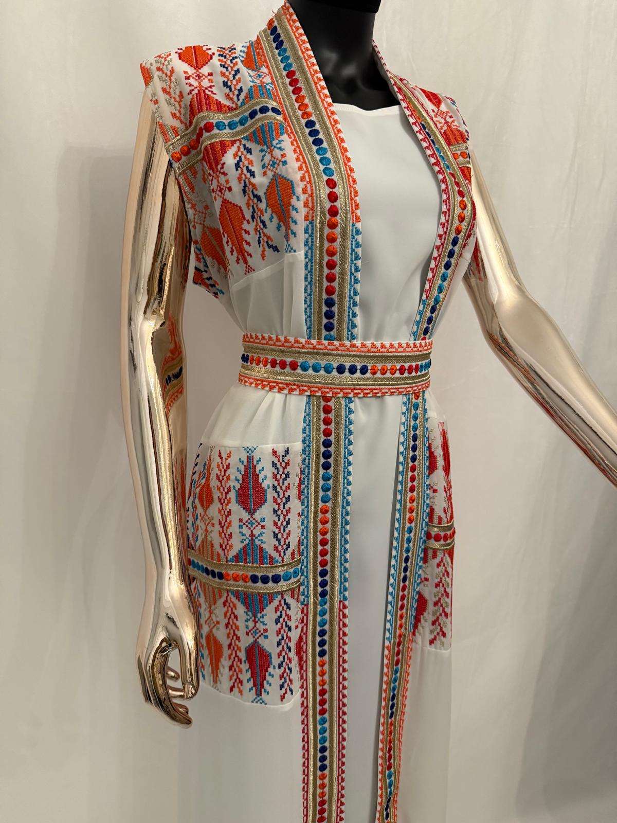 Sleeveless Chiffon Casual Abaya (Colorful Embroidery)