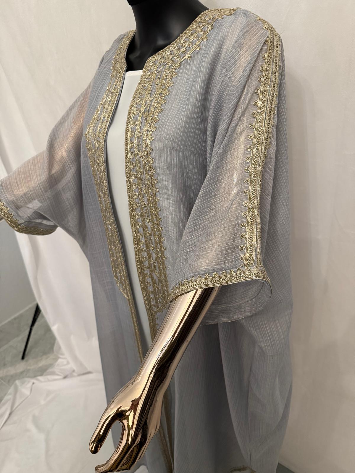 Mesh Formal Abaya (Gold Embroidery)