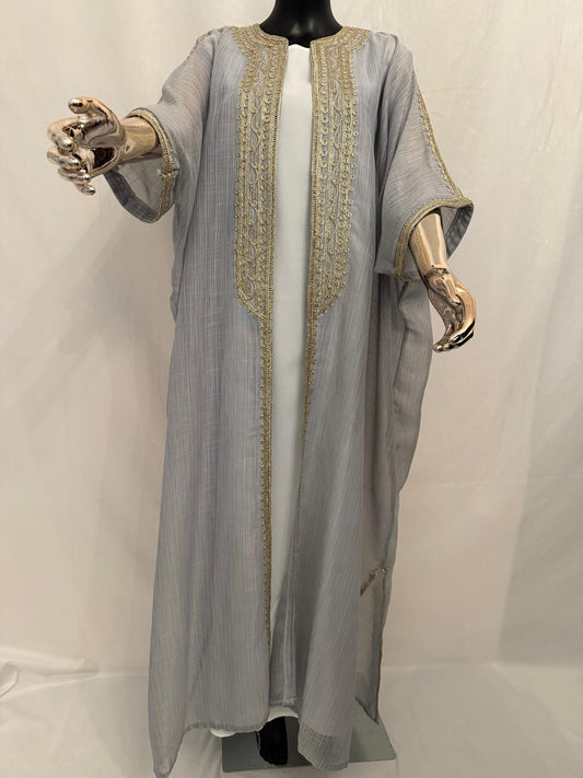 Mesh Formal Abaya (Gold Embroidery)