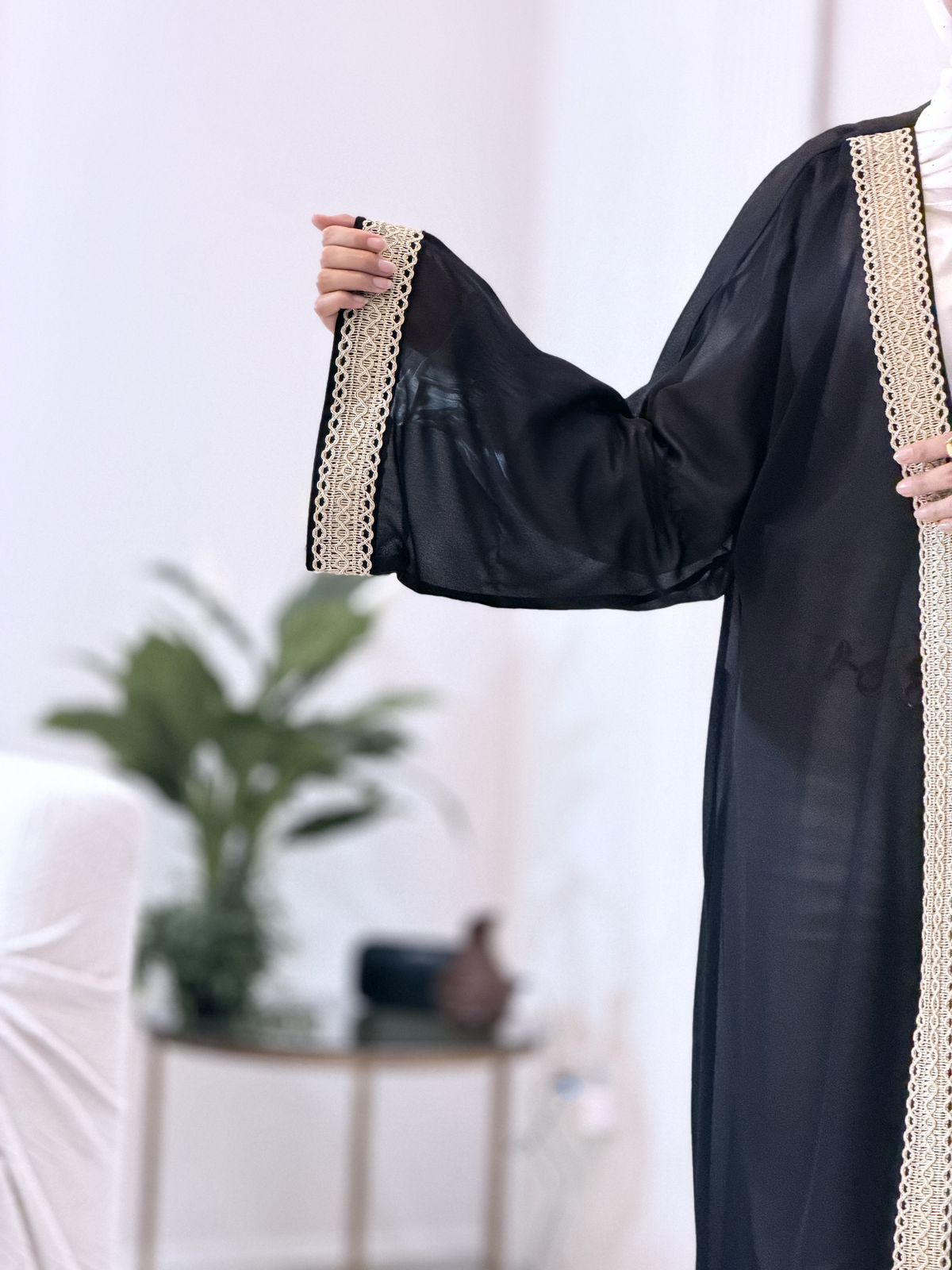 Black Chiffon Abaya