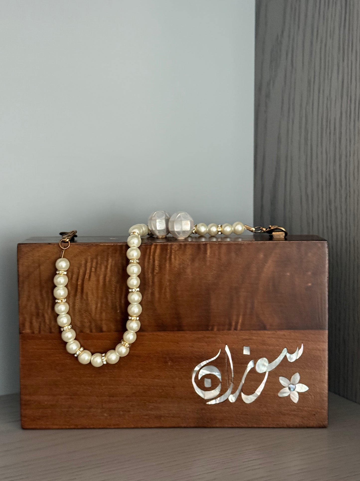 Custom Wood Purse (Mother of Pearl)