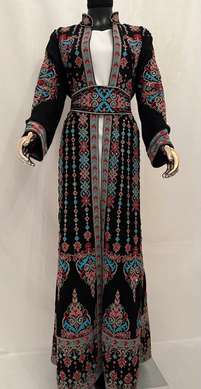 Black Formal Georgette Abaya (Colorful Embroidery)