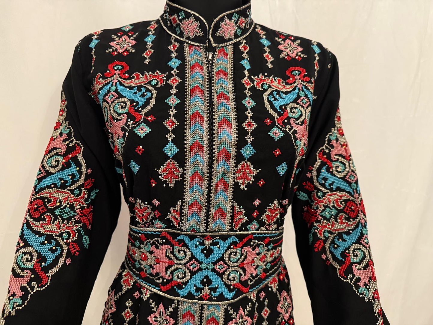 Black Formal Georgette Abaya (Colorful Embroidery)