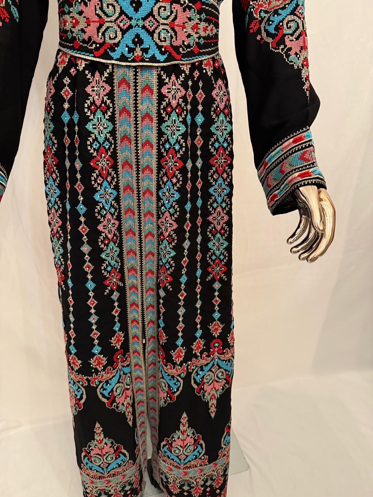 Black Formal Georgette Abaya (Colorful Embroidery)