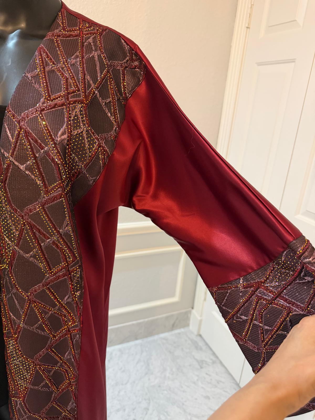 Satin Abaya with Brocade Embroidery