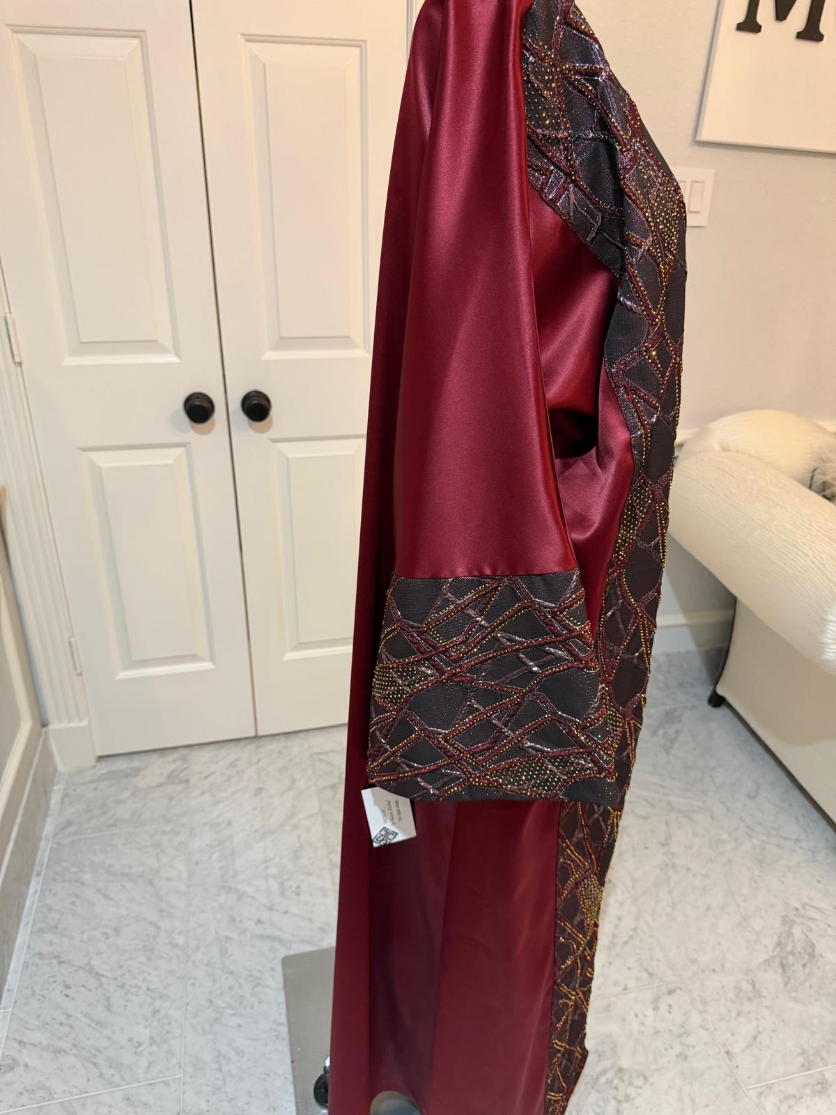 Satin Abaya with Brocade Embroidery