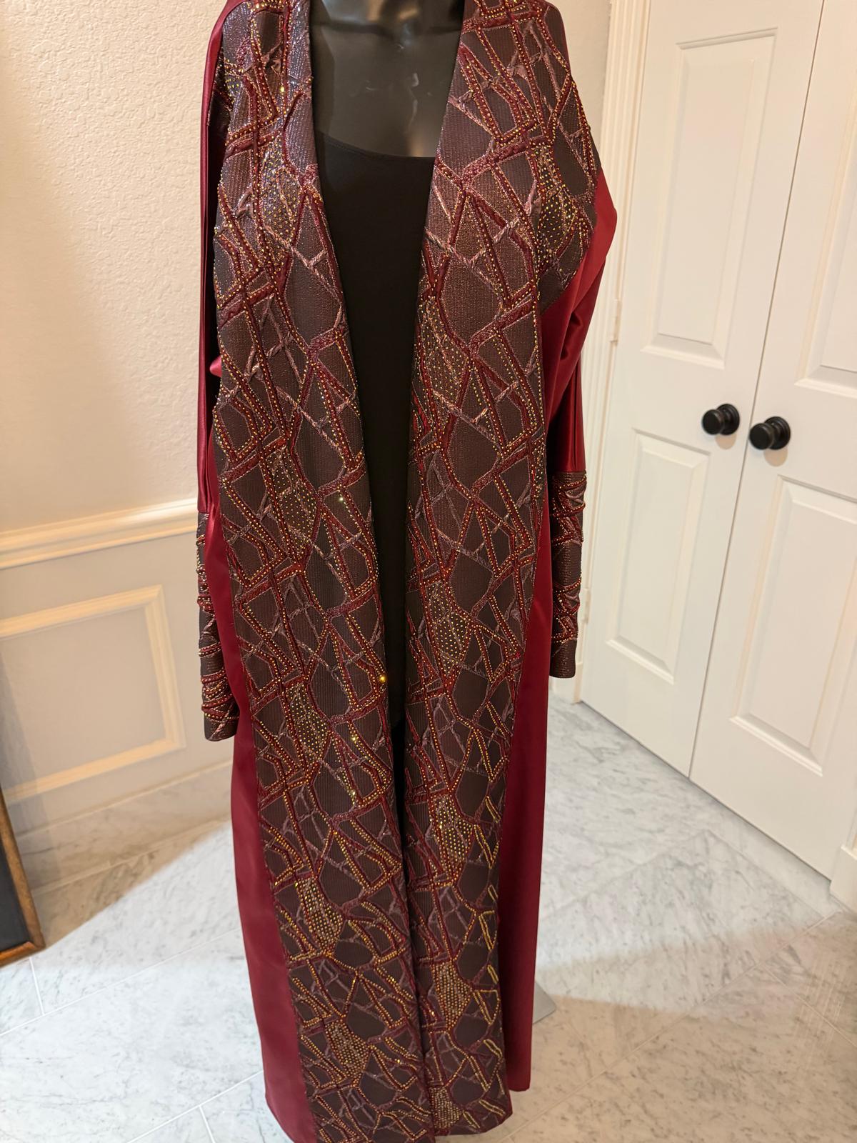 Satin Abaya with Brocade Embroidery