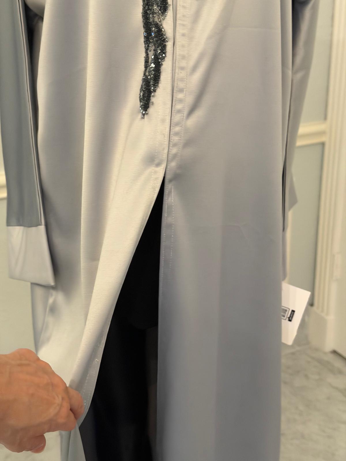 Silver Satin Abaya